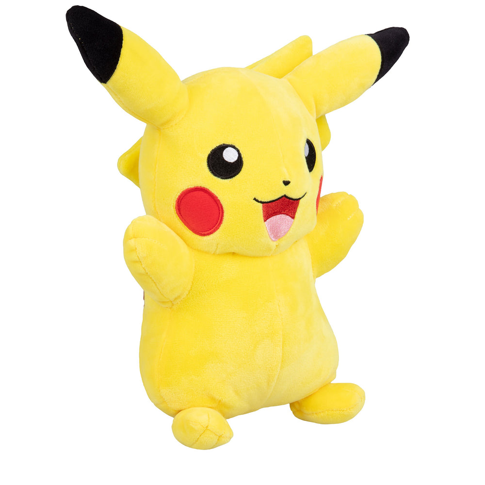 Jazwares Pikachu plush ears close-up, fluffy texture and cheerful design.