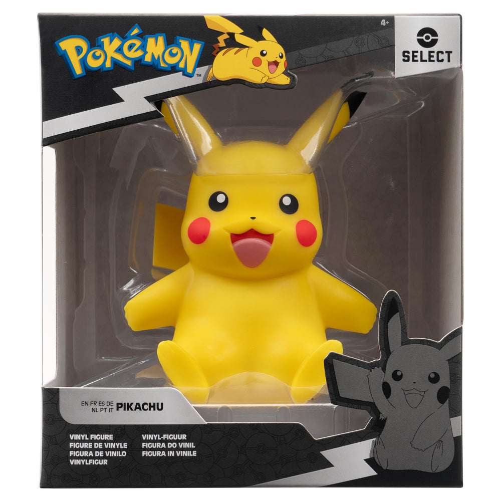 Jazwares Pikachu Select vinyl figure packaging photo for gift-ready appeal.