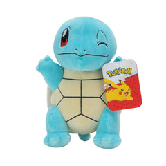Jazwares Pokémon Squirtle 8-Inch Plush in-hand shot, ideal for kids' cuddles.