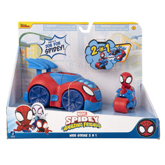 Jazwares Spidey Web Strike Vehicle open front reveals Spidey Cycle