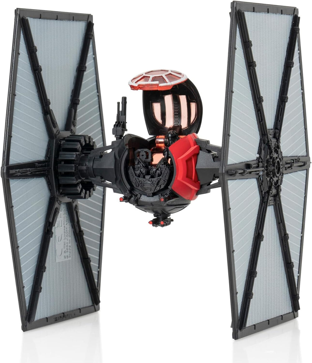 Close-up of authentic insignia and high-detail finishes on the TIE Fighter