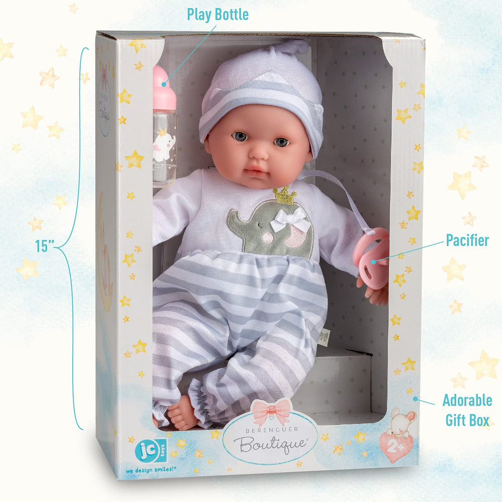 JC Toys Berenguer Boutique 15in doll pacifier accessory for nurturing play.