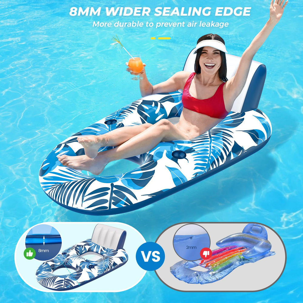 JCLEAL pool floats lounger backrest and footrest for extended comfort