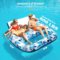 JCLEAL two-person pool float with cup holders for drinks.