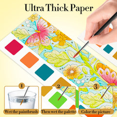 Kids enjoy vibrant watercolor effects on premium paper that resists bleed.