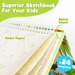 JCREN Paint with Water Books inside-pages reveal twenty-four pages and eight paints.