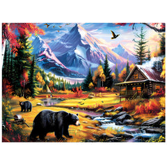 Jeacirio bear mountain nature puzzle in 500 pieces, inviting immersive landscape assembly for mindful relaxation.