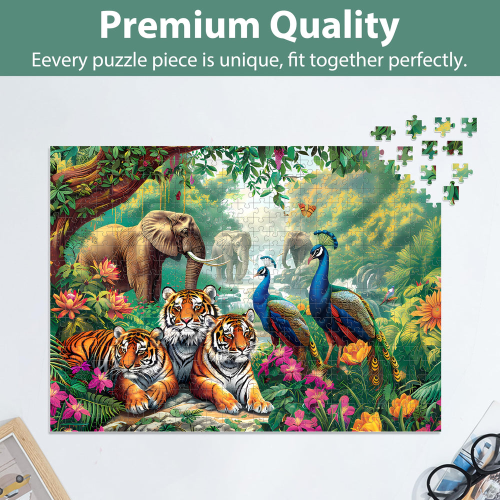 Jeacirio recycled cardboard 500-piece puzzle, eco-friendly materials for responsible leisure.