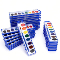 JEAWIWI watercolor set with 8 colors and brush for classroom projects.