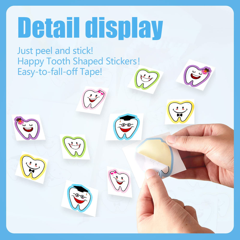 Jecery dental stickers encourage brushing reminders in classrooms and activities.