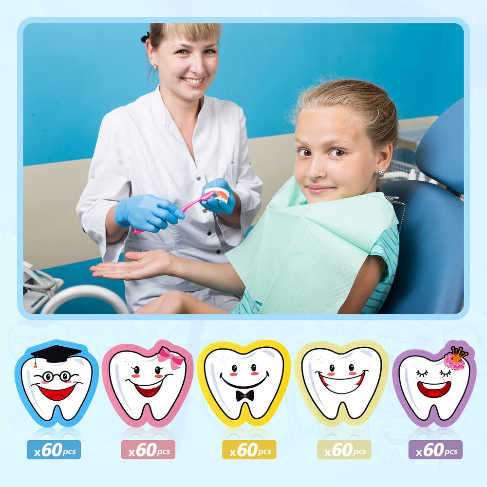 Jecery tooth stickers are latex free and easy to apply on flat surfaces.