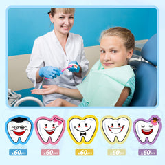 Jecery tooth stickers are latex free and easy to apply on flat surfaces.
