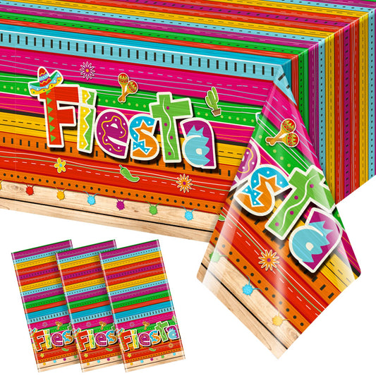Jectivs fiesta tablecloth with serape pattern for a vibrant Cinco de Mayo table