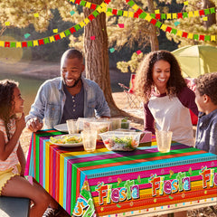 Jectivs serape stripe tablecloth pattern adds colorful flair