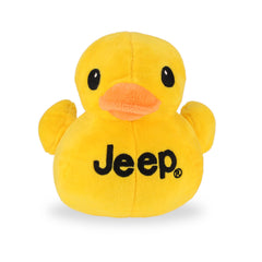 Jeep Text Logo Duck Plush in bright yellow, ideal for Jeep fans and collectors.