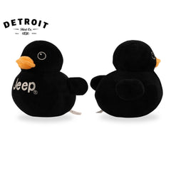 Jeep Text Logo Plush Duck Black – fabric texture closeup; soft, cuddly finish