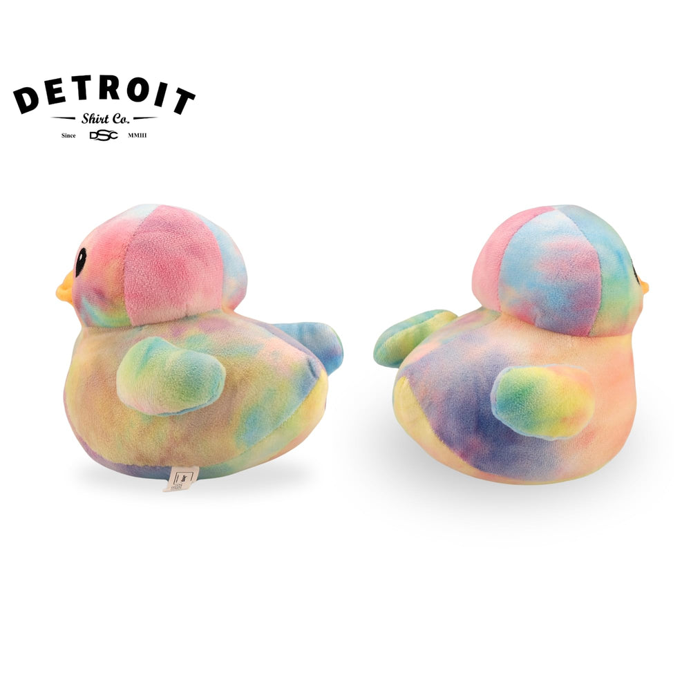 Jeep logo stuffed duck, tie-dye finish adds personality to rooms.