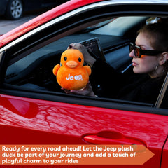 Jeep Text Logo stuffed duck orange, embossed logo detail, authentic licensed design