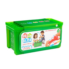 Jelly Blox sturdy storage case simplifies cleanup and organization.