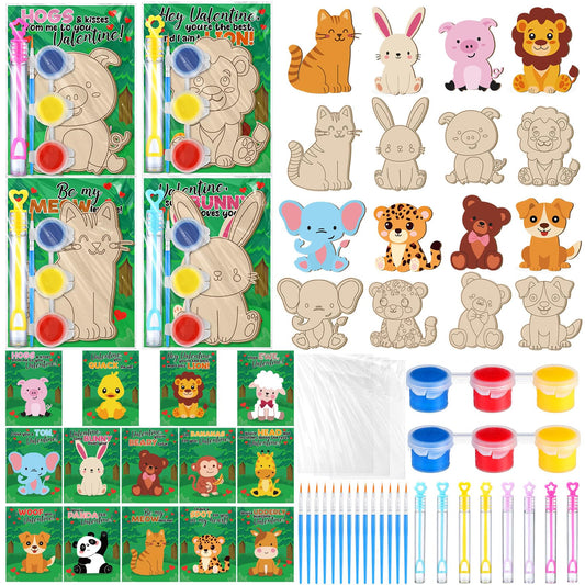 JellyArch 28-piece animals wood crafts for kids' creativity and party favors