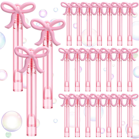 JellyArch pink bow bubble wand with detachable silicone topper for party favors and gifts.