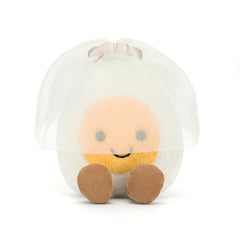 Jellycat Amuseables Boiled Egg Bride sitting height in pose for display