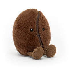 Jellycat Amuseables Coffee Bean with russet outer fur, a cozy kitchen counter companion.