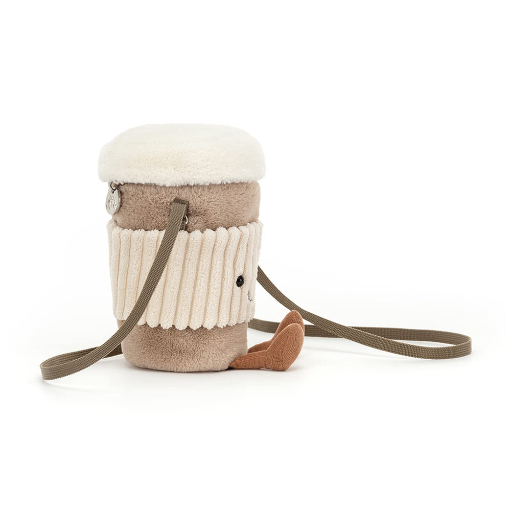 Jellycat Amuseables Coffee-To-Go cord boots detail adds whimsy.