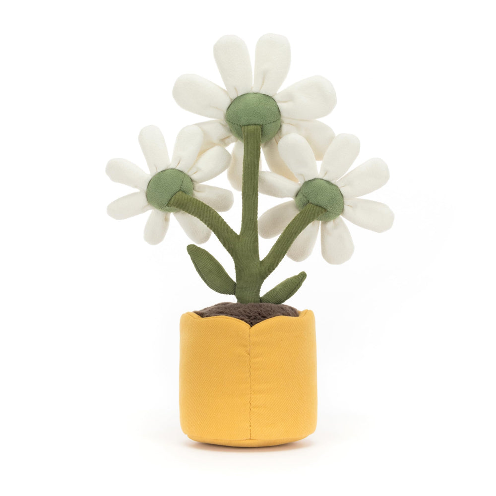 Jellycat Amuseables Daisy green stem connects to a whimsical plush.