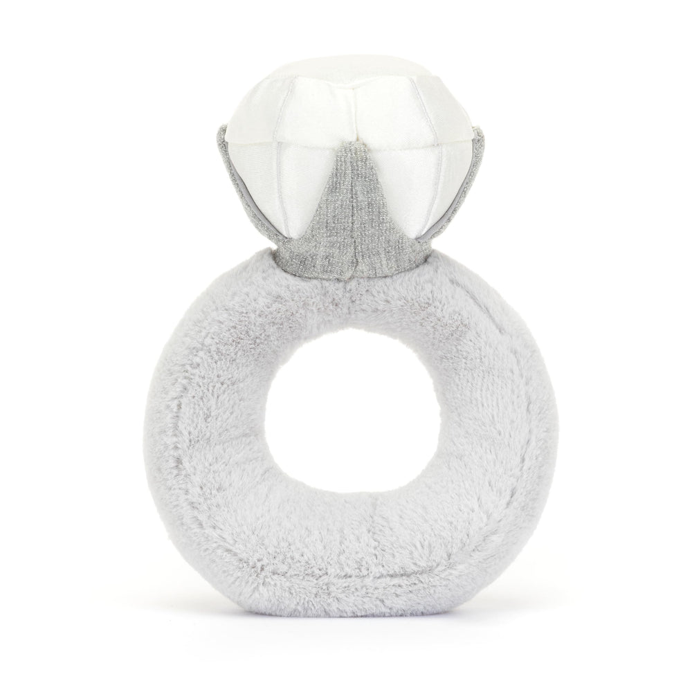 Jellycat Amuseables Diamond Ring plush silver fur closeup showing soft texture.