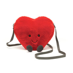 Jellycat Amuseables Heart Plush Bag side strap shows comfortable crossbody wear