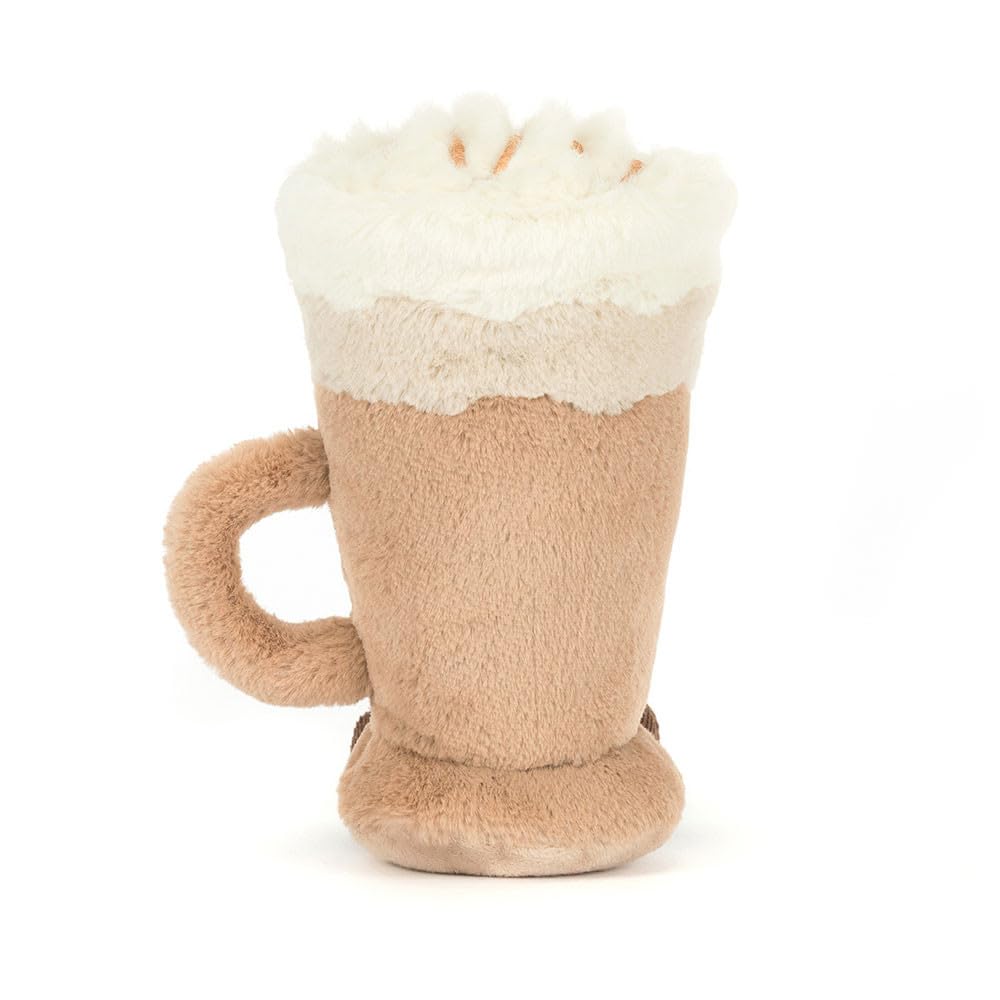 Jellycat Amuseables Latte profile shot highlights friendly, charming design.