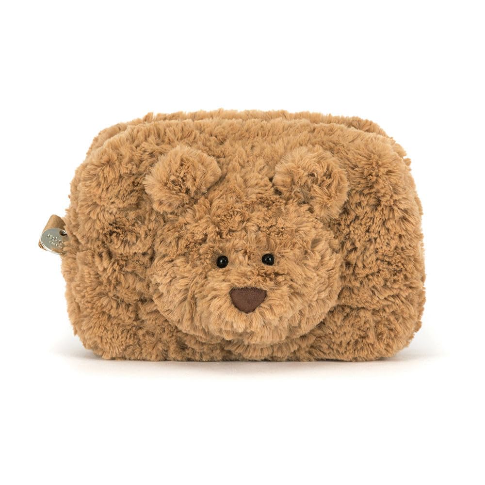 Jellycat Bartholomew Bear plush pouch sitting height for kids