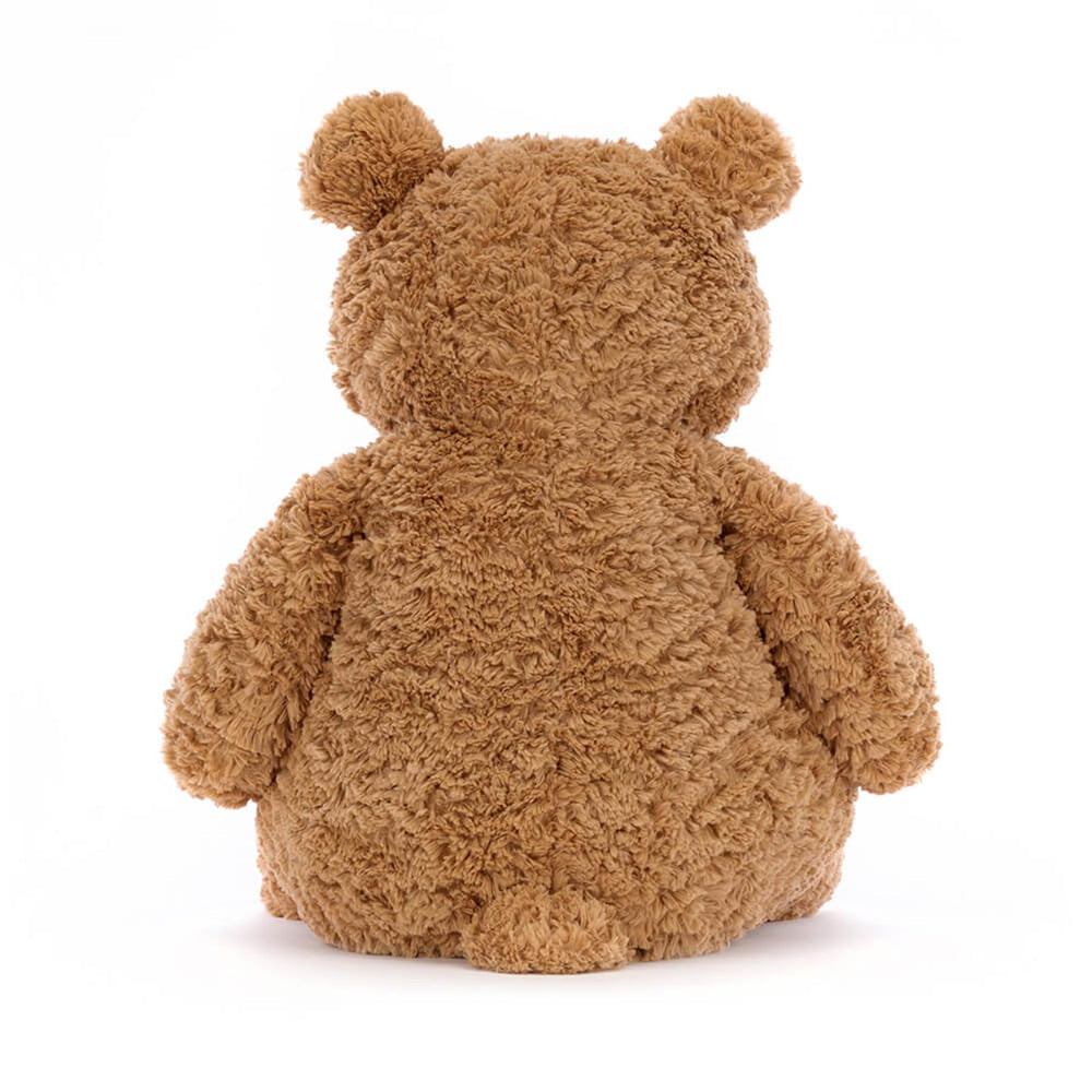 Jellycat Bartholomew Bear closeup shows premium fur and durable construction.