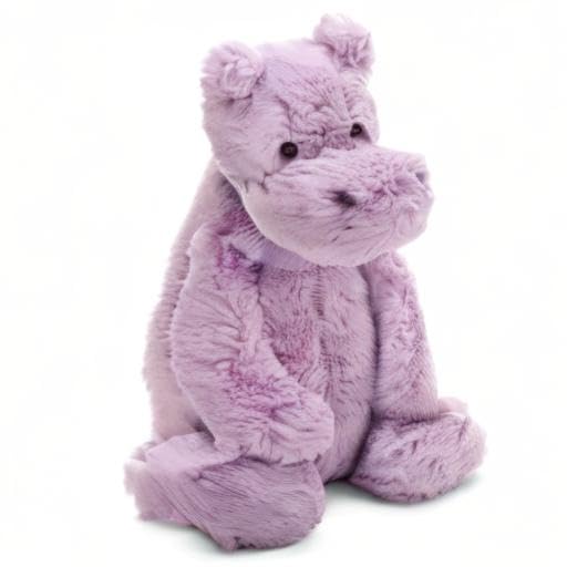Jellycat Bashful Lilac Hippo plush, snuggle-ready side view for bedtime and comfort