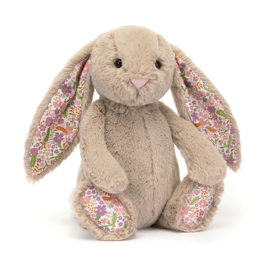 Jellycat Blossom Beige Bunny floral ears, ideal for imaginative play