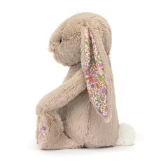 Jellycat Blossom Beige Bunny pink and purple floral print, charming decor friend