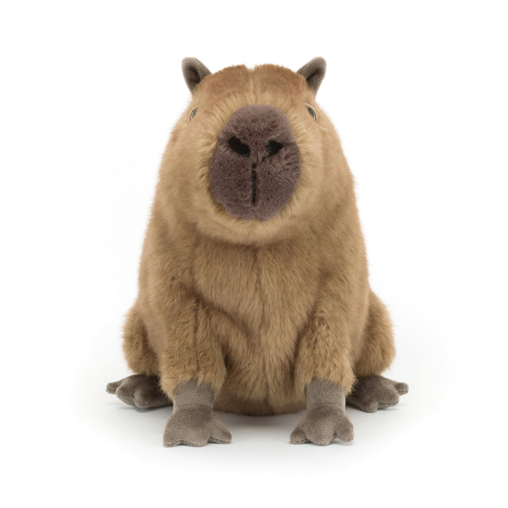 Jellycat Clyde Capybara toy dimensions demonstrate a perfect tabletop display or play friend.