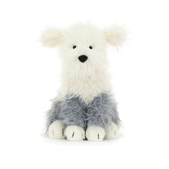 Jellycat Ewert Sheepdog shows bright eyes and a boopable nose for playful moments.