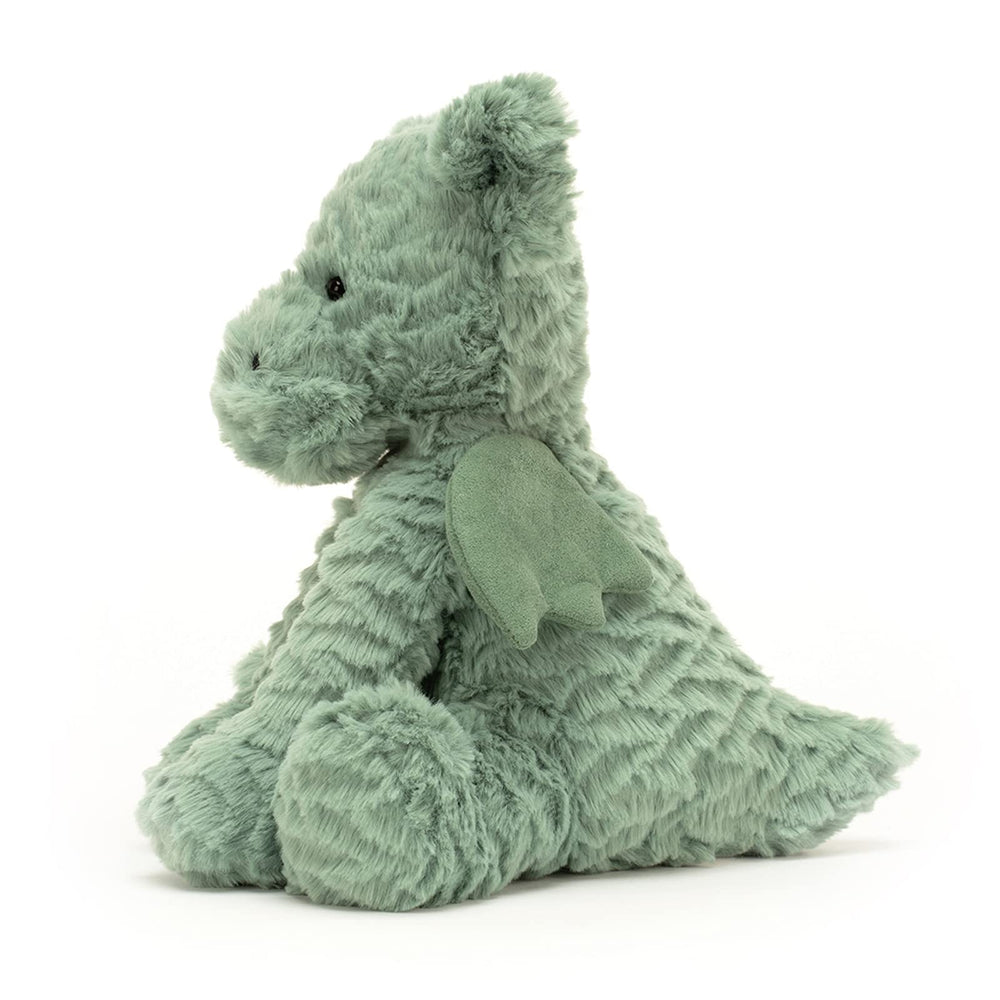 Jellycat Fuddlewuddle Dragon wings detail shows velvet-soft suedette wings for imaginative play.