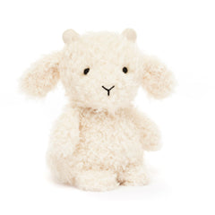 Jellycat Little Goat with soft cream fur for cozy snuggles.