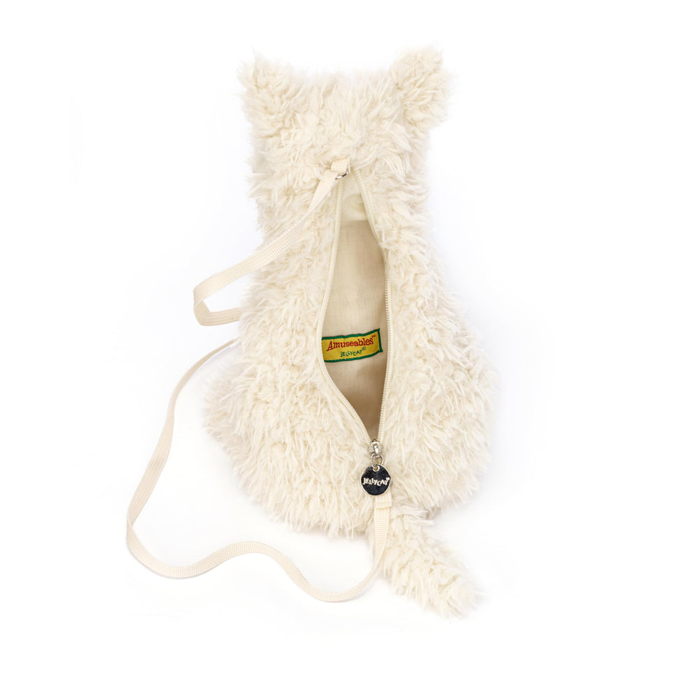 Jellycat Munro Scottie Dog crossbody back pocket, concealed zip for secure small items.