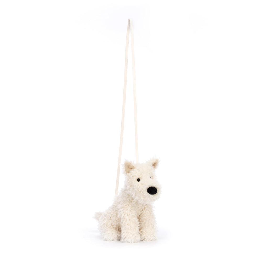 Jellycat Munro Scottie Dog crossbody material, premium plush finish for softness and durability.