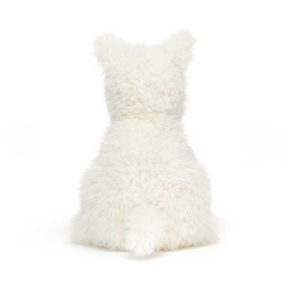 Jellycat Munro Scottie Dog plush tufted fur texture, premium fabric feel.