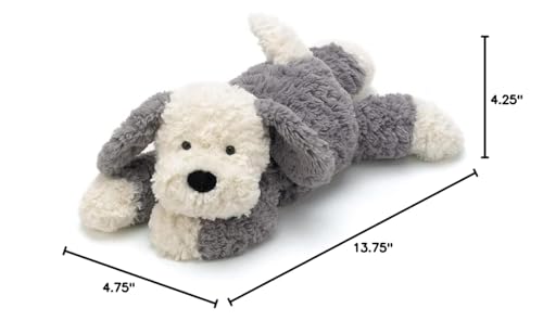 Jellycat Tumblie Sheep Dog close-up, ears and nose detail highlight premium plush texture.