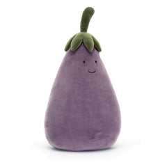 Jellycat Vivacious Vegetable Aubergine plush with soft plum fur for cuddles.