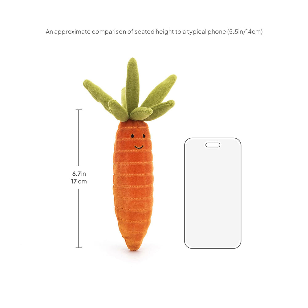 Jellycat Vivacious Carrot plush ready for gifting and display with vibrant colors.