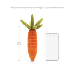 Jellycat Vivacious Carrot plush ready for gifting and display with vibrant colors.
