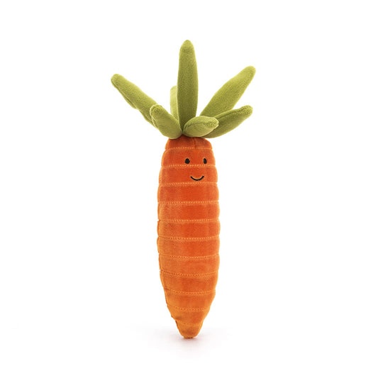 Jellycat Vivacious Carrot plush toy front view for cuddling and imaginative play.