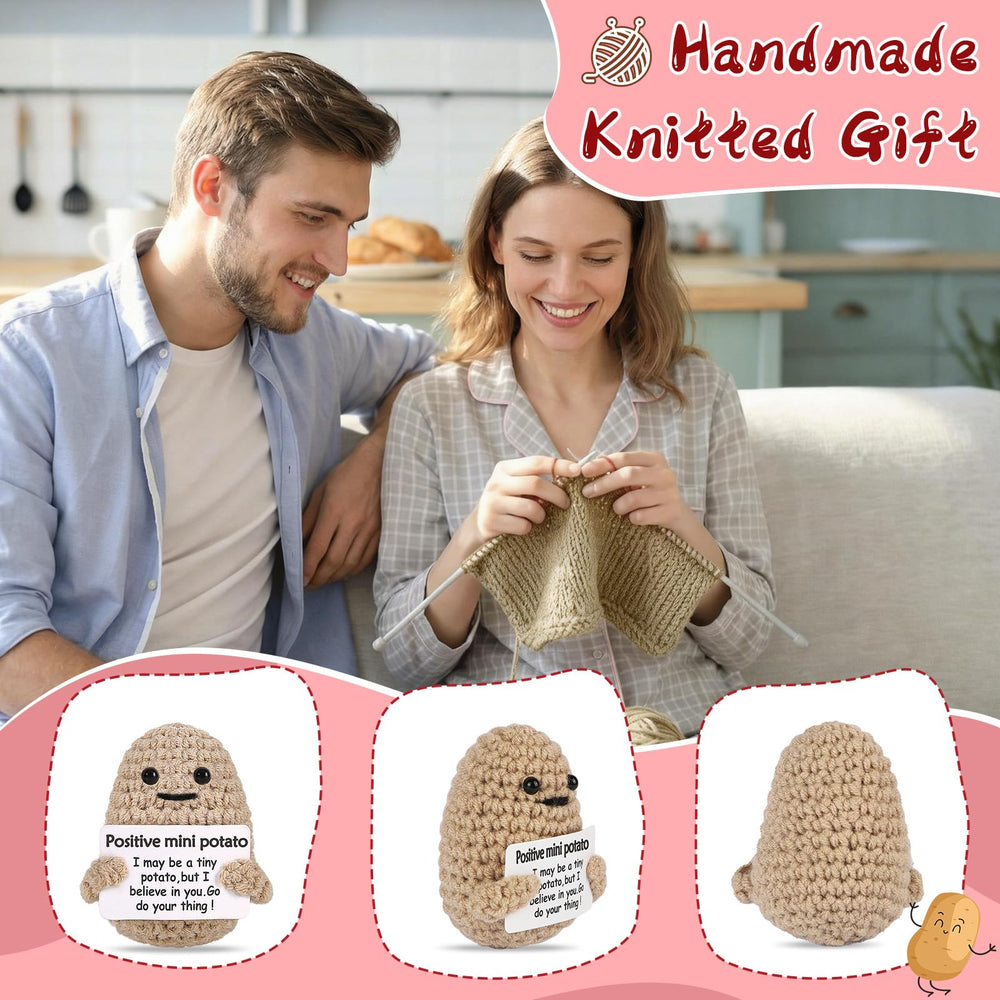 Handmade soft-knit potato by JELUTAR offers a comforting touch.